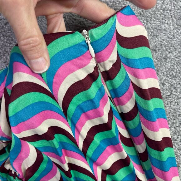 Zara Pants Women's Medium Colorful Flare Mid-Rise Striped Groovy - Picture 4 of 13